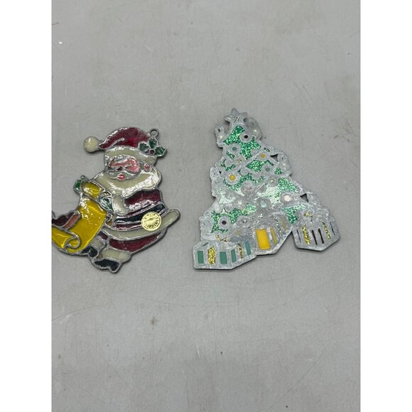 Vintage Handcrafted Metal & Resin Christmas Ornaments Santa & Tree Set READ - Picture 4 of 7
